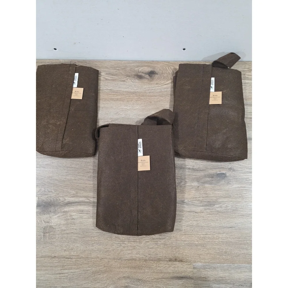 Bundle Of 3 - 10 Gal. Boxer Brown Fabric Planting Containers Root Pouch